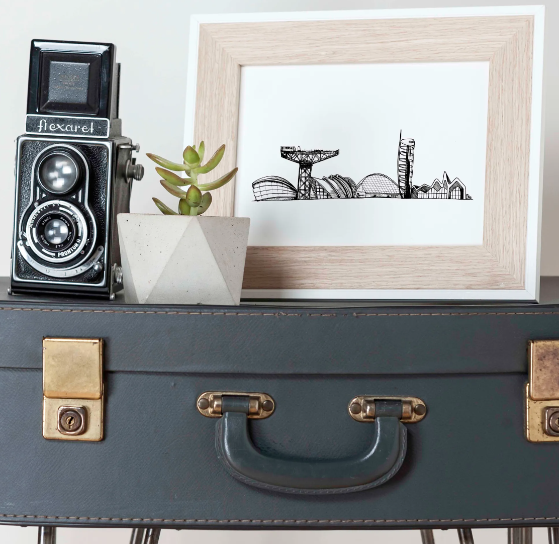 Glasgow riverfront A4 print Wee Green Place